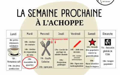 Un appel à la communauté large à réinvestir le Centre Social Anarchiste l’Achoppe